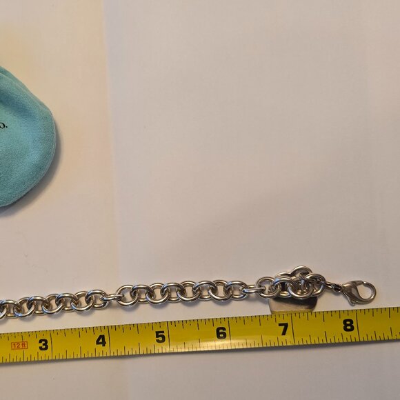 Tiffany & Co Engravable Blank Heart Tag Charm Bracelet in Sterling Silver 8.25" - Picture 4 of 4